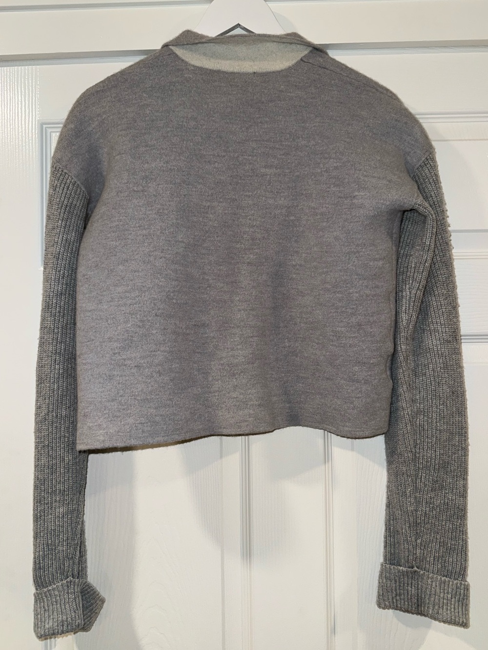 Ann Taylor Merino Wool Knit Sleeve Cropped Chic Sweater Blazer Jacket - Picture 3 of 7